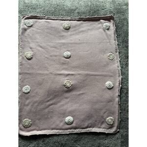 Pebble Fair Trade Knit Baby Blanket Pink Pom Dot Cotton 30x30 EUC